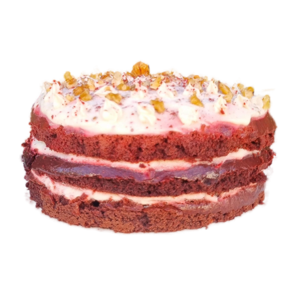 torta red velvet saludable con nueces